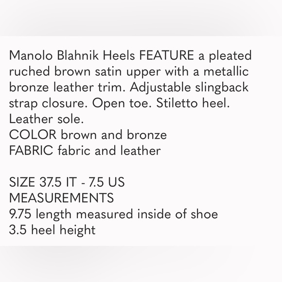 Manolo Blahnik Heels Satin Slingback Size 7.5 - Picture 8 of 8